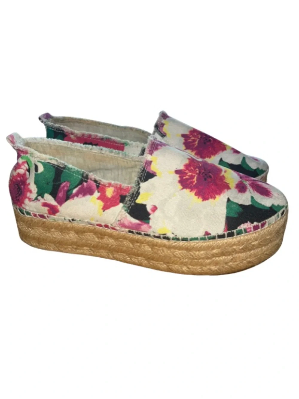 Betsey Johnson Flouncee Floral Platform Espadrille Flats Size 7B (Med. Width)